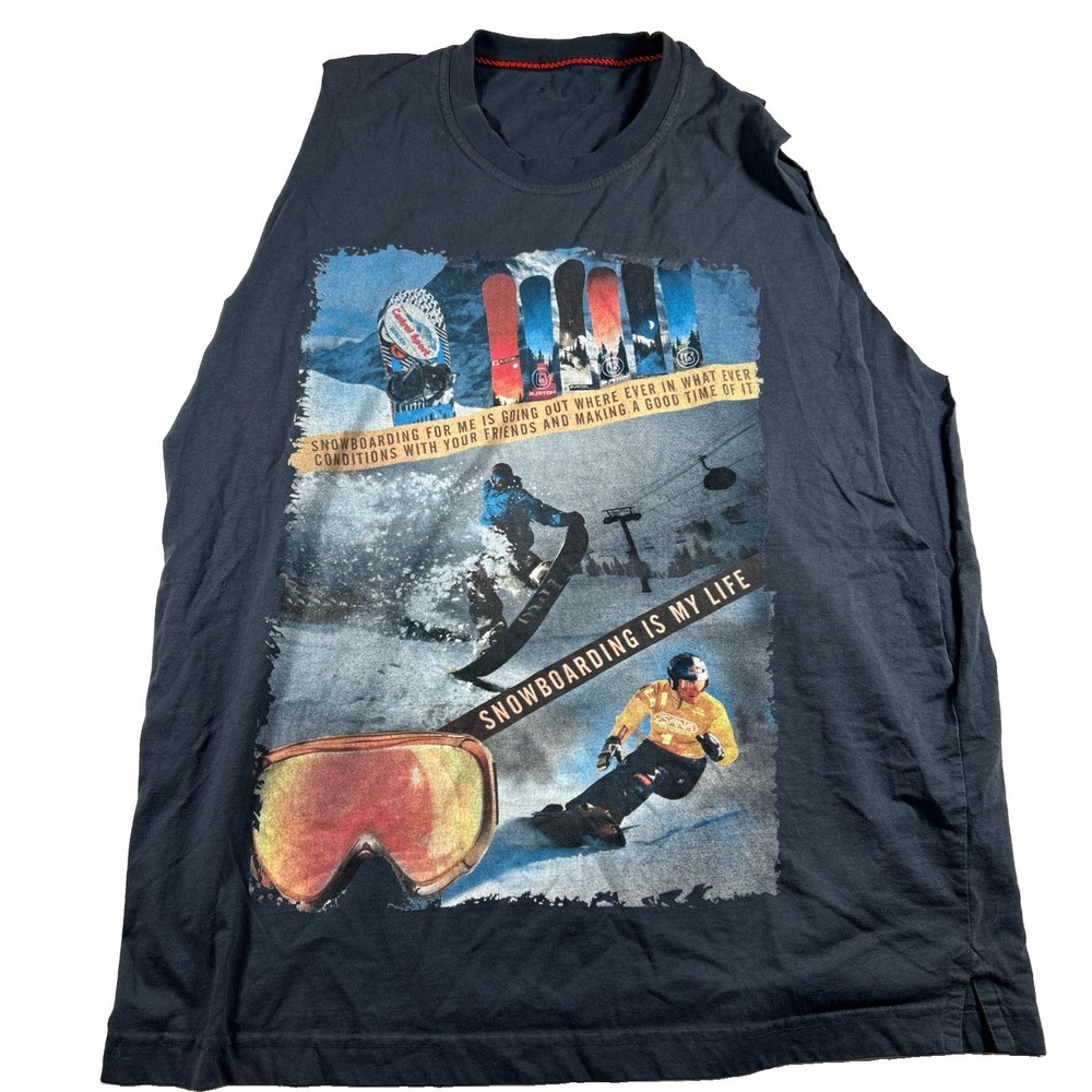 VTG Marlboro Make The Run Ski Pocket T-Shirt Chopped Men's XL Thrashed Gray  USA